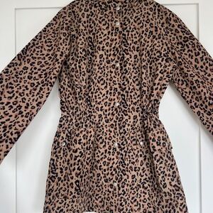 J. Crew Petite S Leopard Raincoat- Excellent Condition